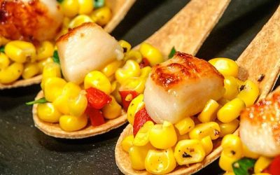 Seared Scallops Over Corn Relish