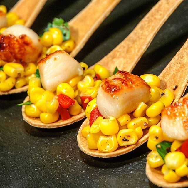 Seared Scallops Over Corn Relish